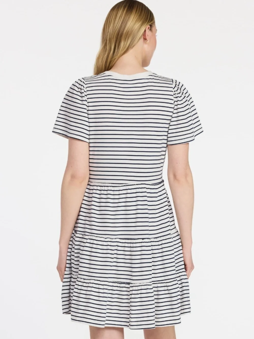 Time and Tru Women’s Mother of Pearl Striped Tiered Dress Size XXXL NWT